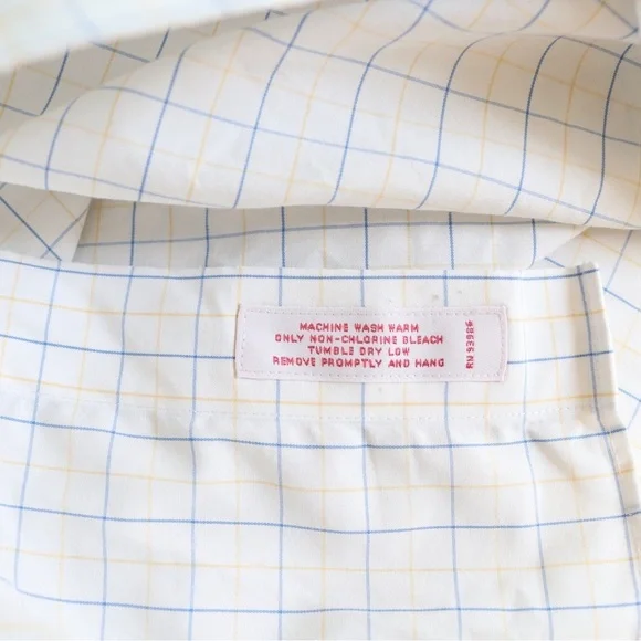 Brooks Brothers White and Blue Checkered Dress Shirt Sz 17 3/4 - Picture 7 of 7